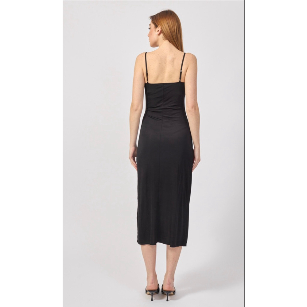 Armani Exchange Black Square-Neck Midi Dress Large New NWT MSRP $140 long split - Picture 15 of 15